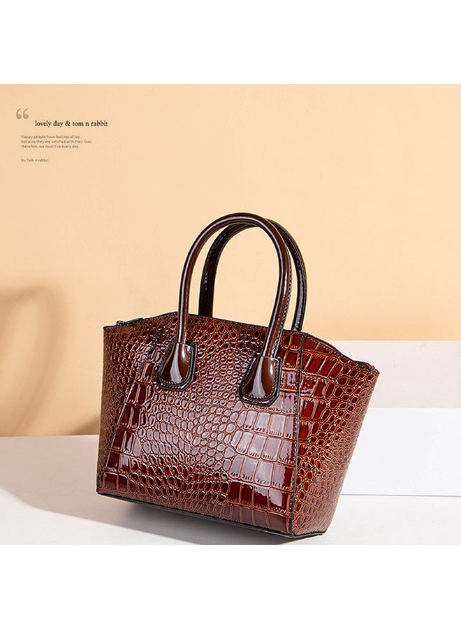 6 Piece Crocodile Pattern Composite Bag Set Brown - Image 5